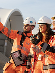 Three colleagues on a construction site