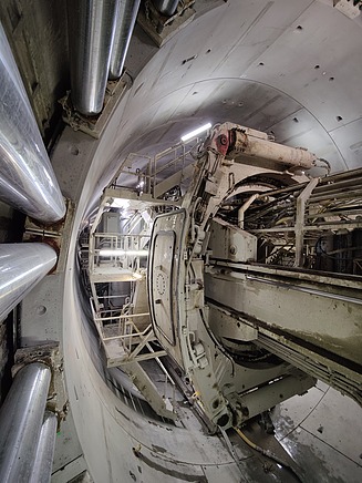 The tunnel boring machine in action.